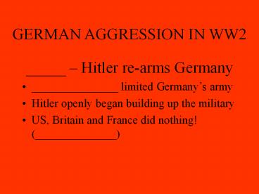 German Aggression in WWII