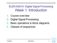 ELEN E4810: Digital Signal Processing Week 1: Introduction