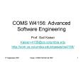 COMS W4156: Advanced Software Engineering PowerPoint PPT Presentation