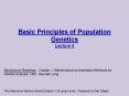 Basic Principles of Population Genetics Lecture 4 PowerPoint PPT Presentation