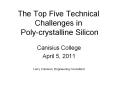 The Top Five Technical Challenges in Poly-crystalline Silicon PowerPoint PPT Presentation
