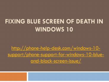 Fixing Blue Screen of Death in Windows 10