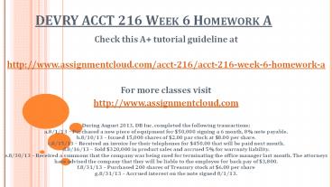 DEVRY ACCT 216 Week 6 Homework A