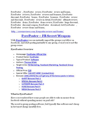 FyrePoster review and (SECRET) $13600 bonus