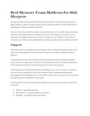 Best Memory Foam Mattress for Side Sleepers