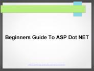 Beginners Guide To ASP.NET
