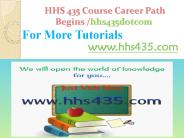 HHS 435 Course Career Path Begins hhs435dotcom