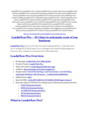 LeadsFlow Pro review and (MEGA) bonuses – LeadsFlow Pro