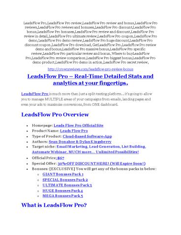 LeadsFlow Pro Review - (FREE) Bonus of LeadsFlow Pro