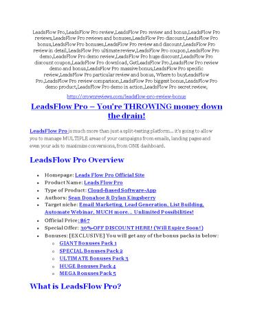 LeadsFlow Pro Review and (Free) GIANT $14,600 BONUS