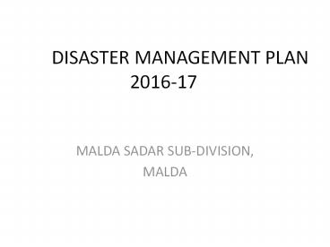 Disaster Management Plan