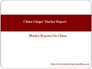 China Ginger Market Report