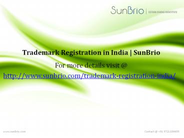 Trademark Registration in India | SunBrio