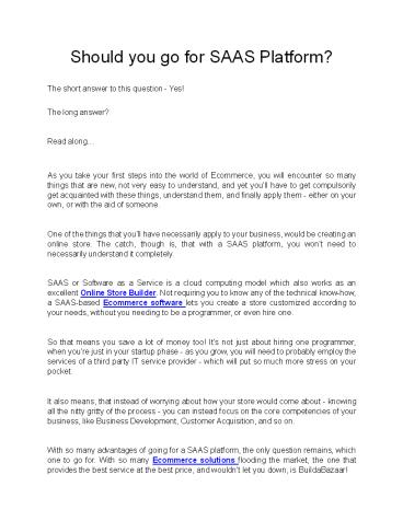 Should you go for SAAS Platform?