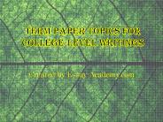 Term Paper Topics for College Level Writings