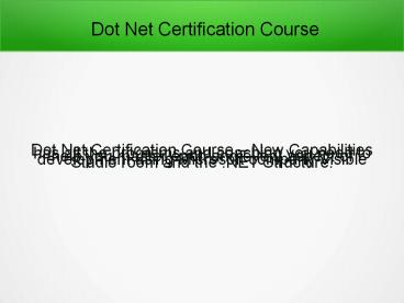 Dot Net Certification Course in Pune