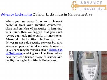 Advance locksmiths 24 hour locksmiths in melbourne area
