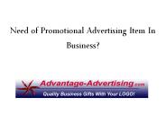 Need of Promotional Advertising Item In Business?