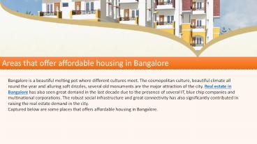 Areas that offer affordable housing in Bangalore
