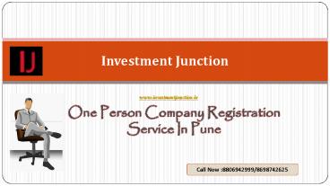 One Person Company(OPC)Registration Service In Pune