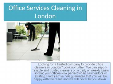 Office Cleaning Central London
