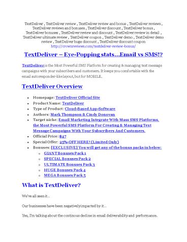 TextDeliver review and sneak peek demo