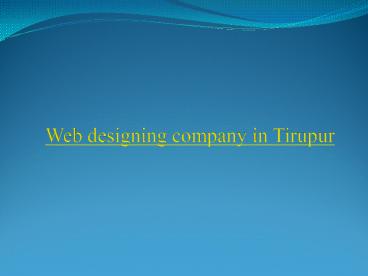 Web Designing Company in Tirupur