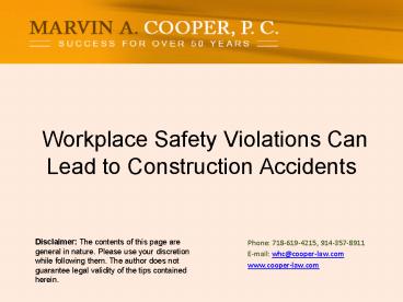 Workplace Safety Violations Can Lead to Construction Accidents