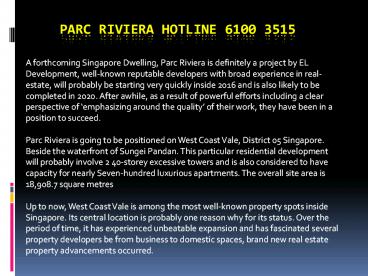 Parc Riviera Hotline 6100 3515