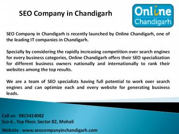 SEO Company in Chandigarh - Best SEO Services