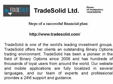 Steps of a successful financial plan