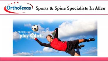 Sports And Spine Specialists In Allen