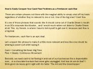 How to Easily Conquer Your Cash Flow Problems as a Freelancer