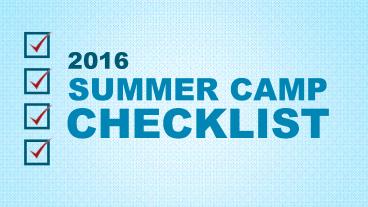 2016 Summer Camp Checklist