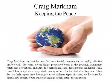 Craig Markham - Keeping the Peace