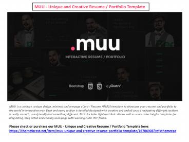 MUU - Unique and Creative Resume / Portfolio Template