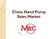 China Hand Pump Sales Market