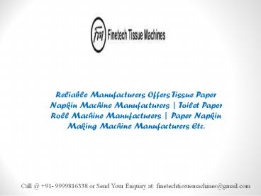 Tissue Paper Napkin Machine Manufacturers