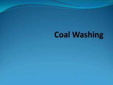 coal washing