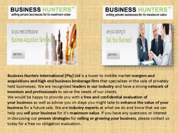 Excellent Selling a Business in South Africa