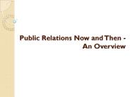 Public Relations Now and Then - An Overview