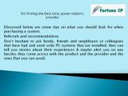 On finding the best solar power stations provider
