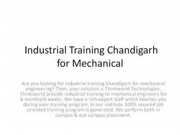 Industrial Training Chandigarh for Mechanical