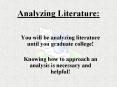 Analyzing Literature: PowerPoint PPT Presentation