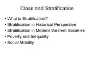 Class and Stratification