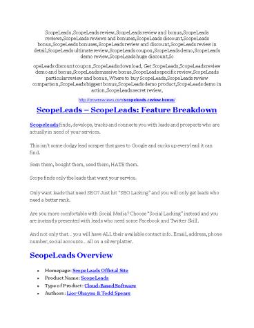 ScopeLeads Review-$9700 Bonus & 80% Discount