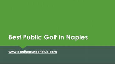 Best Public Golf Naples