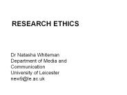 RESEARCH ETHICS