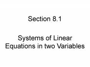 Systems of Linear Equations in two Variables