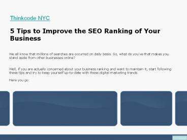 5 Tips to Improve the SEO Ranking of Your Business presentation | free ...